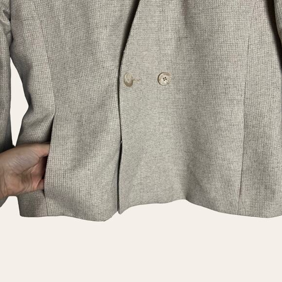 Vintage E.H. Woods Wool Blend Double Breasted Beige Blazer Jacket Size 12 - Picture 5 of 9
